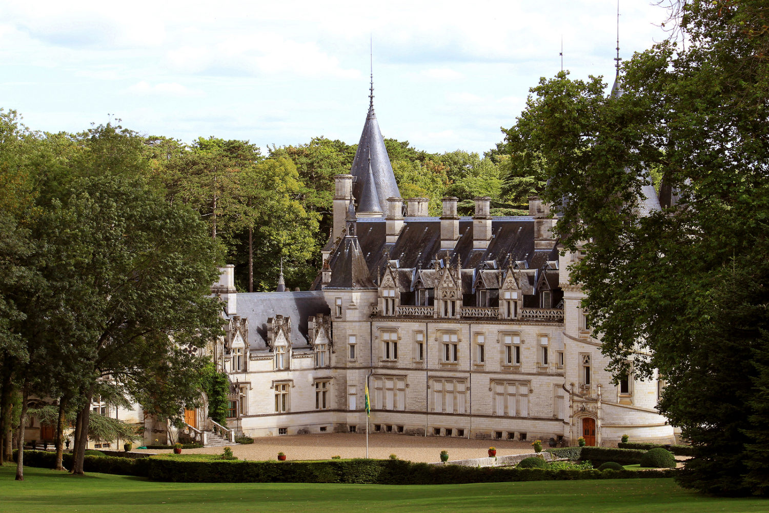 Medieval castle the Corn salad in the Pouilly-sur-Loire in a park wooded