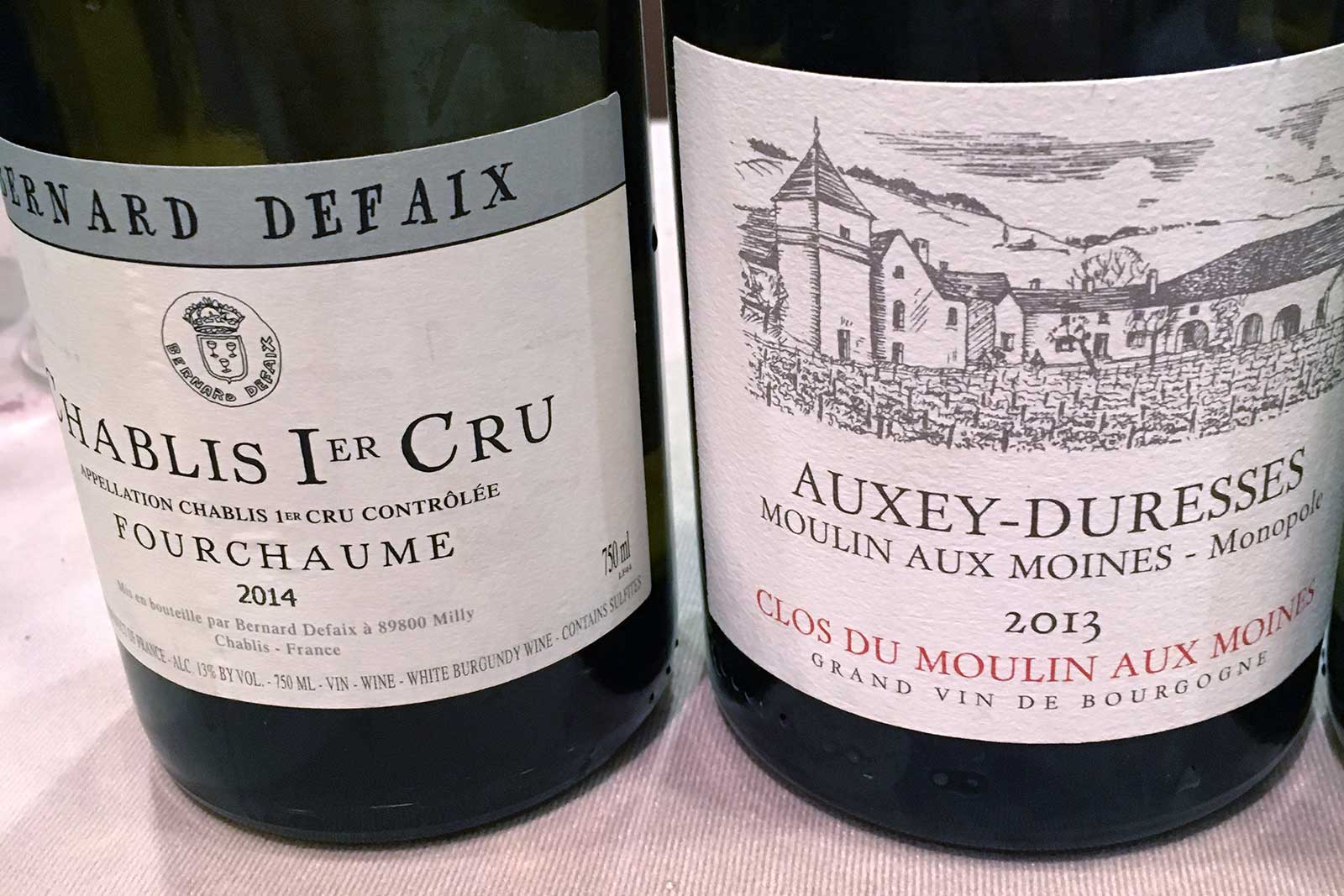 Wines being poured at the Boulder Burgundy Festival 2016, including Bernard Defaix Chablis