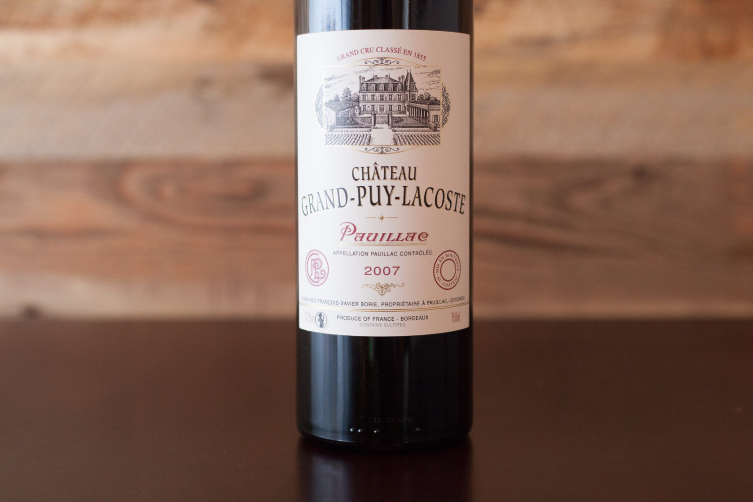 2007 Château Grand-Puy-Lacoste Pauillac bottle shot. ©Kevin Day / Opening a Bottle