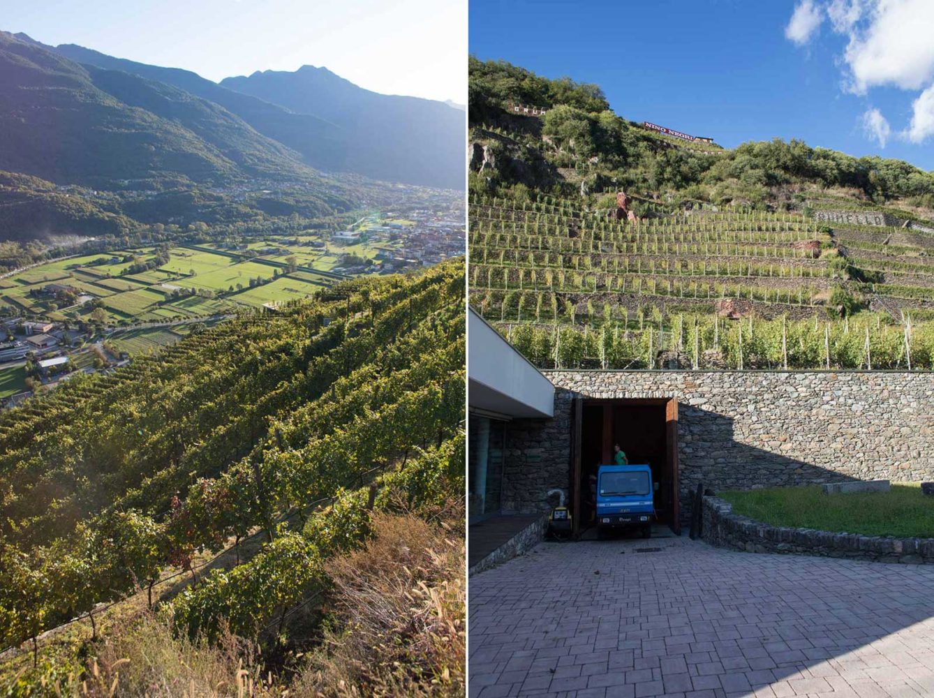 Multiple views of the Rocca de Piro vineyard and the ARPEPE winery. ©Kevin Day/Opening a Bottle