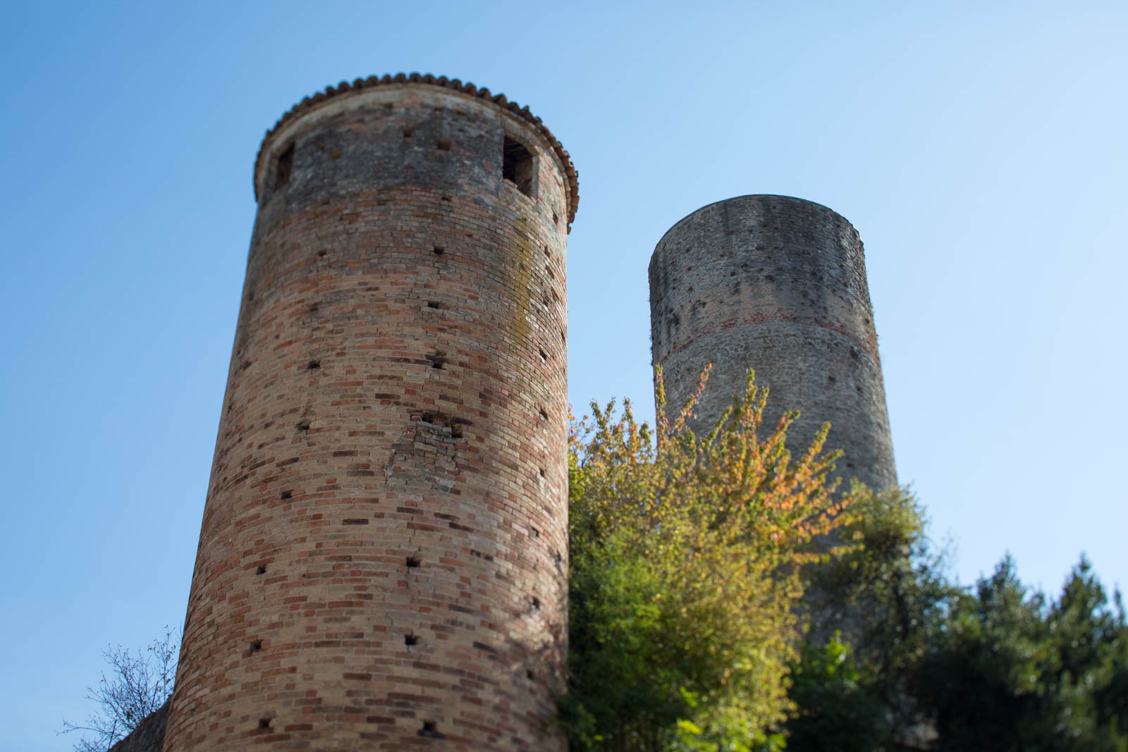 The twin turrets of Castiglione Falletto's ancient fortress next to Vietti Winery. ©Kevin Day/Opening a Bottle