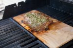 Rack of lamb on wood plank