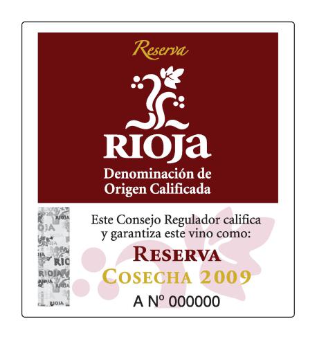 Rioja Reserva DOC tag label