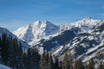 Maroon Bells from Aspen Highlands ski area, Colorado