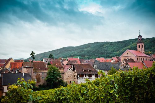 Riquewihr view from the hills to the north Alsace France