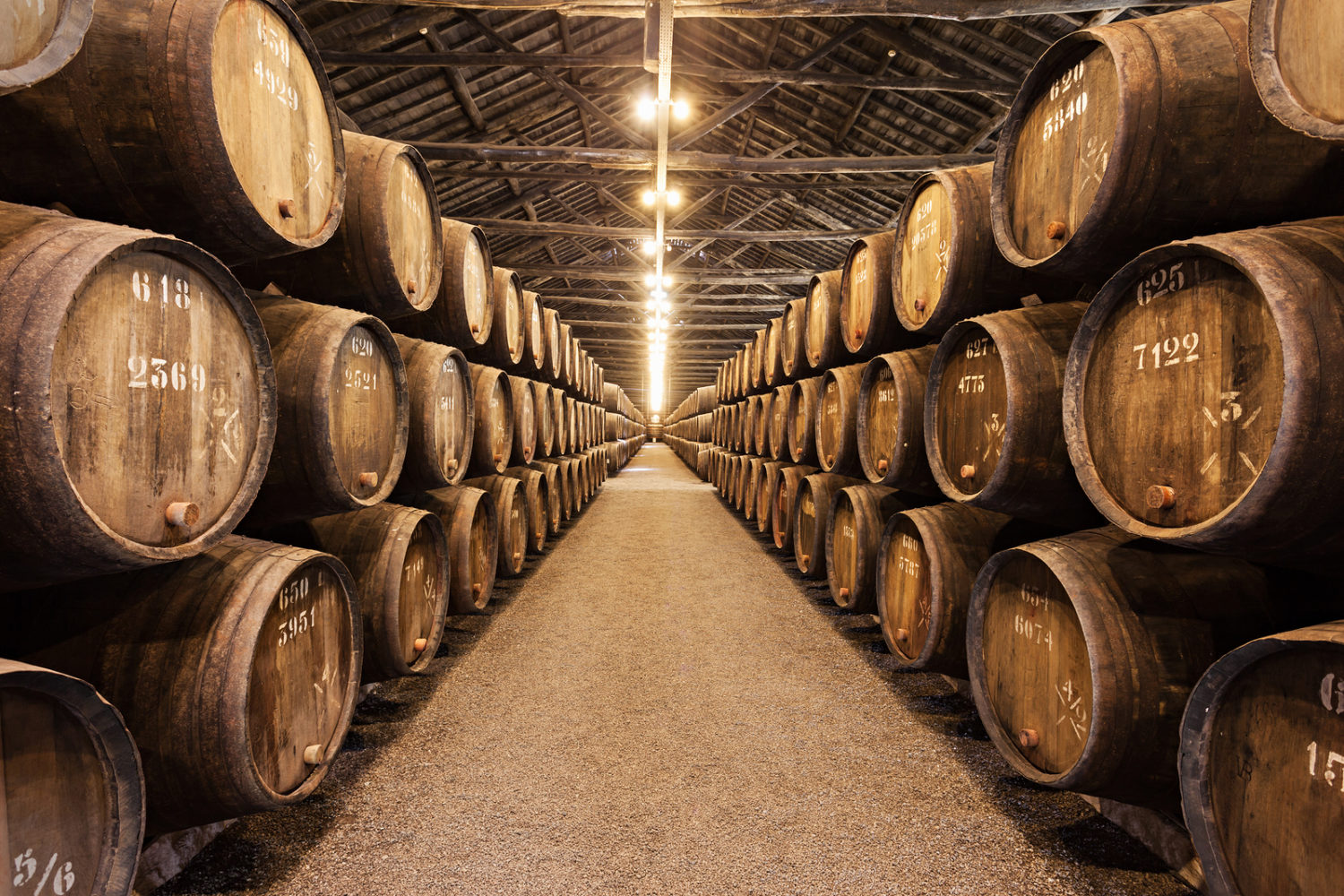 Barrels with Porto Wine in the wine cellar on July 01 2014 in Porto Portugal