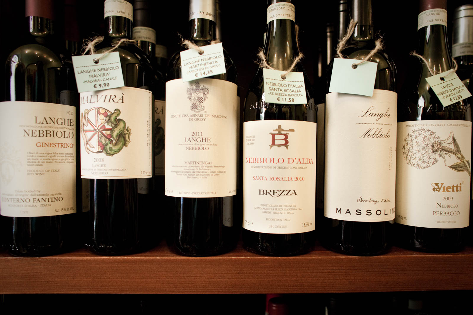 Wine bottles from Piedmont. ©Kevin Day/Tanager Photography