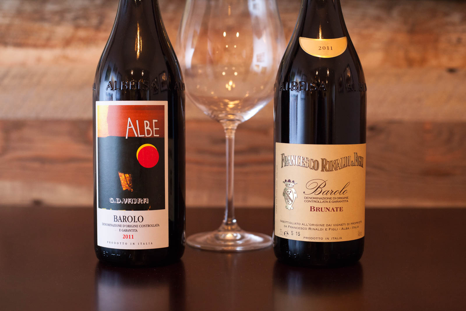 2011 Francesco Rinaldi & Figli "Brunate" Barolo; 2011 G.D. Vajra "Albe" Barolo. ©Kevin Day