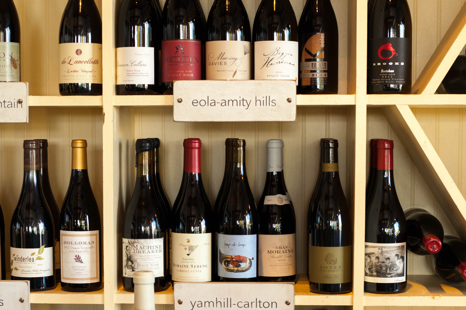 Wine shelves at Red Hills Market, Dundee, Oregon