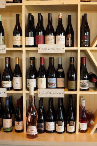 Wine shelves at Red Hills Market, Dundee, Oregon