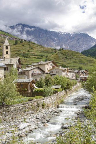 Scenic view of a typical town in Valtellina a valley in the Lombardy region of northern Italy bordering Switzerland along the Adda river