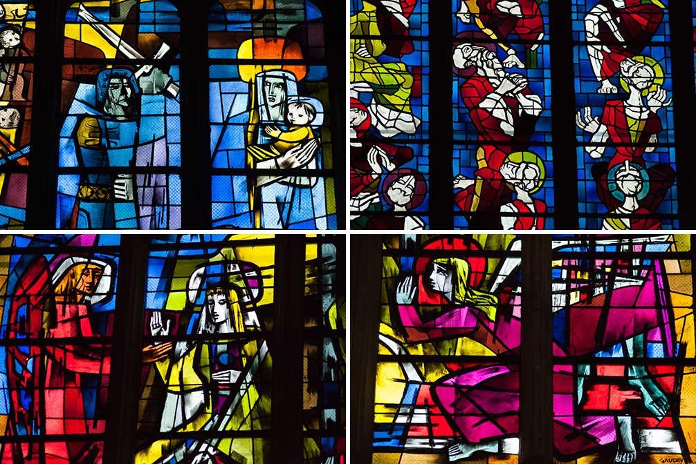 The stained-glass windows inside L’eglise Saint-Michel. ©Kevin Day/Opening a Bottle