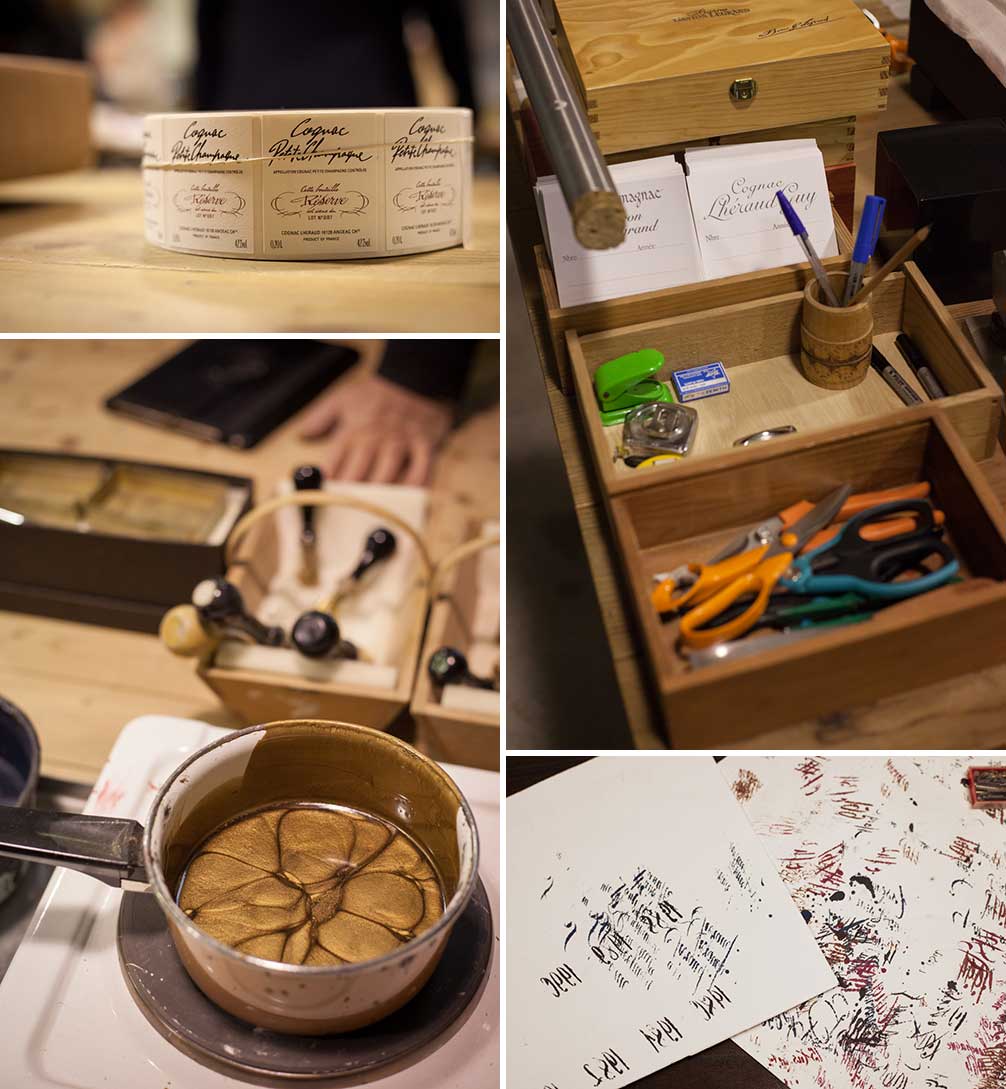 Tools of the labeling trade at Cognac Lheraud. ©Kevin Day/Opening a Bottle