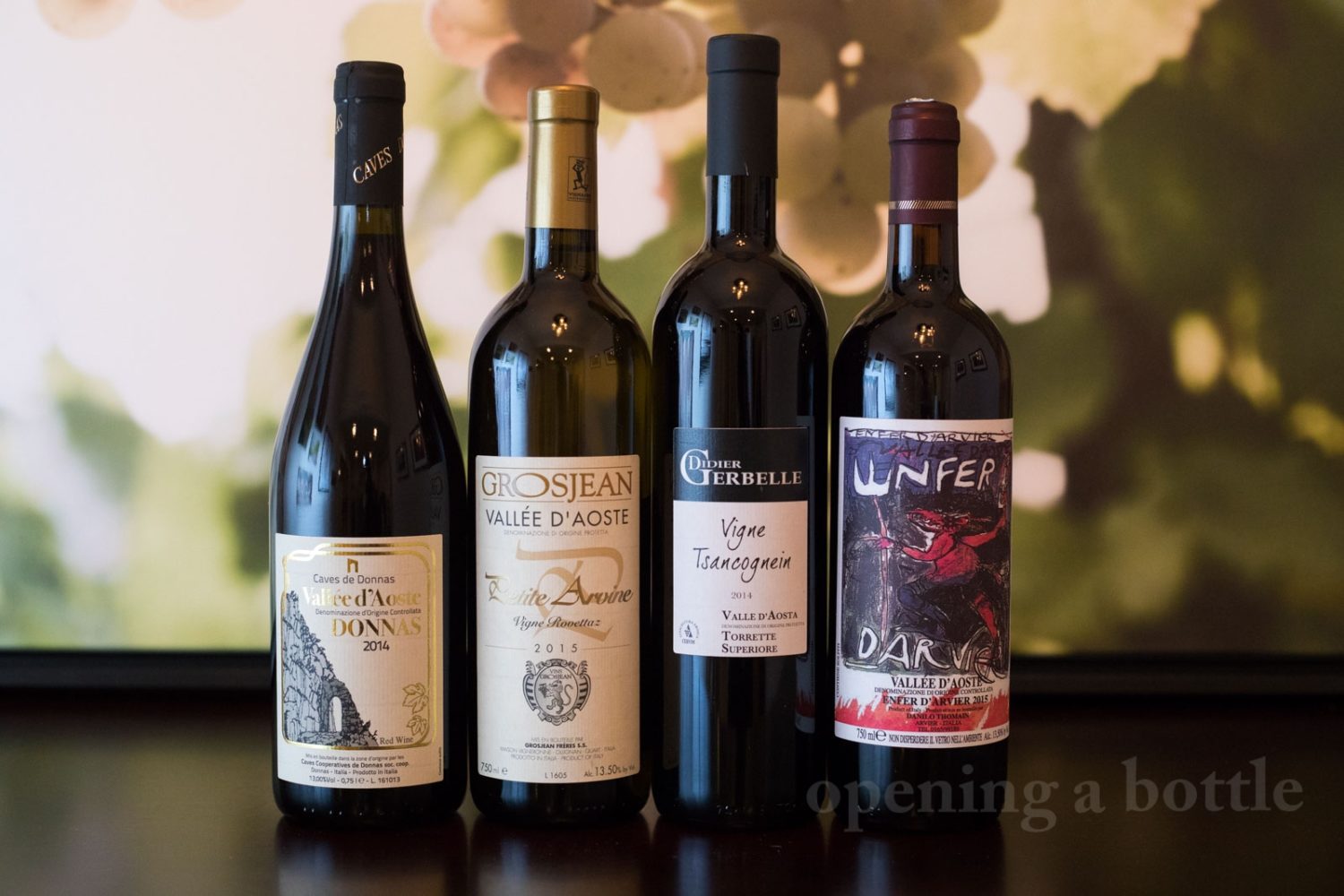 A few wines from Valle d'Aosta. ©Kevin Day/Opening a Bottle