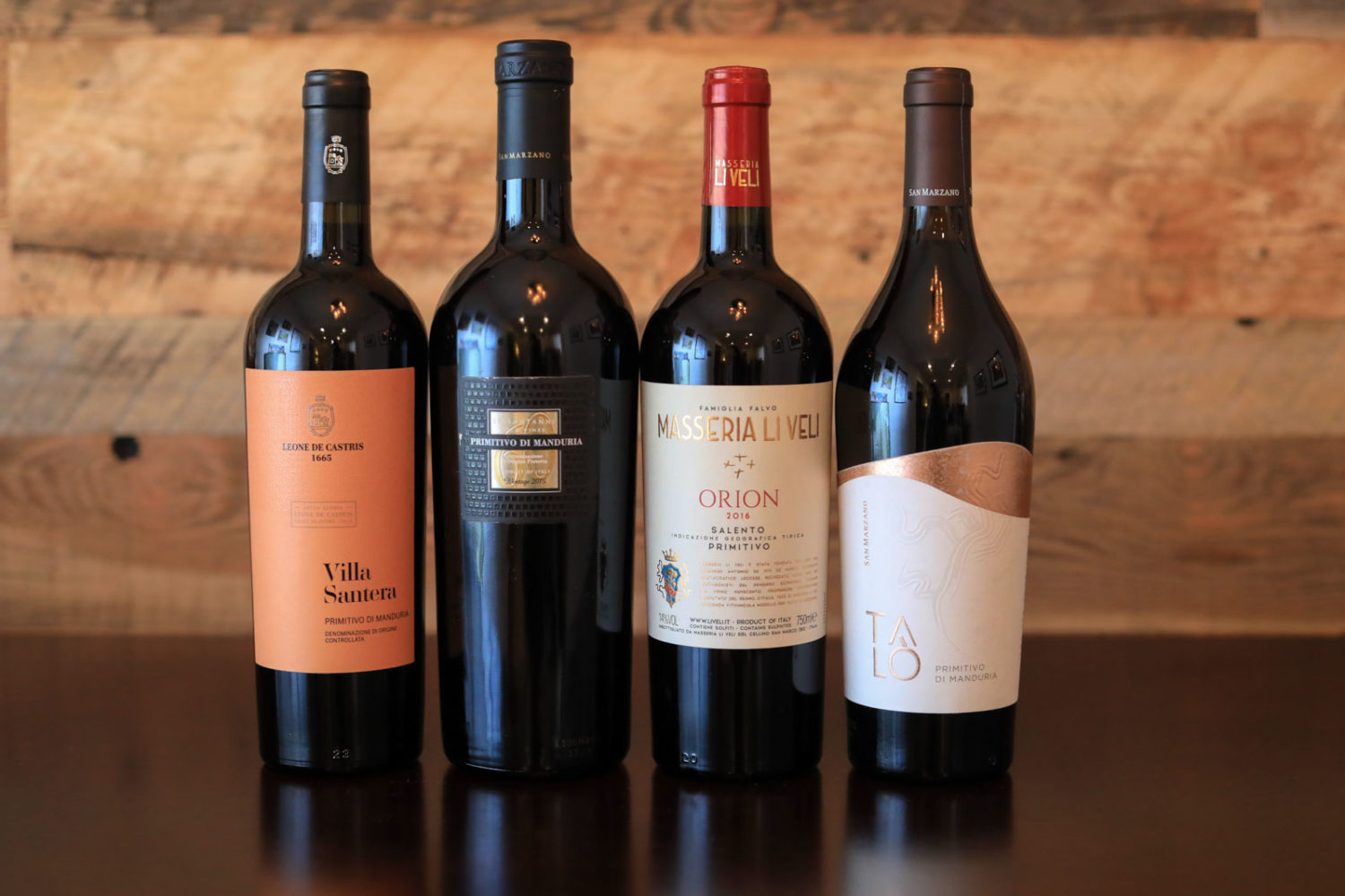 A selection of Primitivo wines from Manduria and the greater Salento area. ©Kevin Day/Opening a Bottle