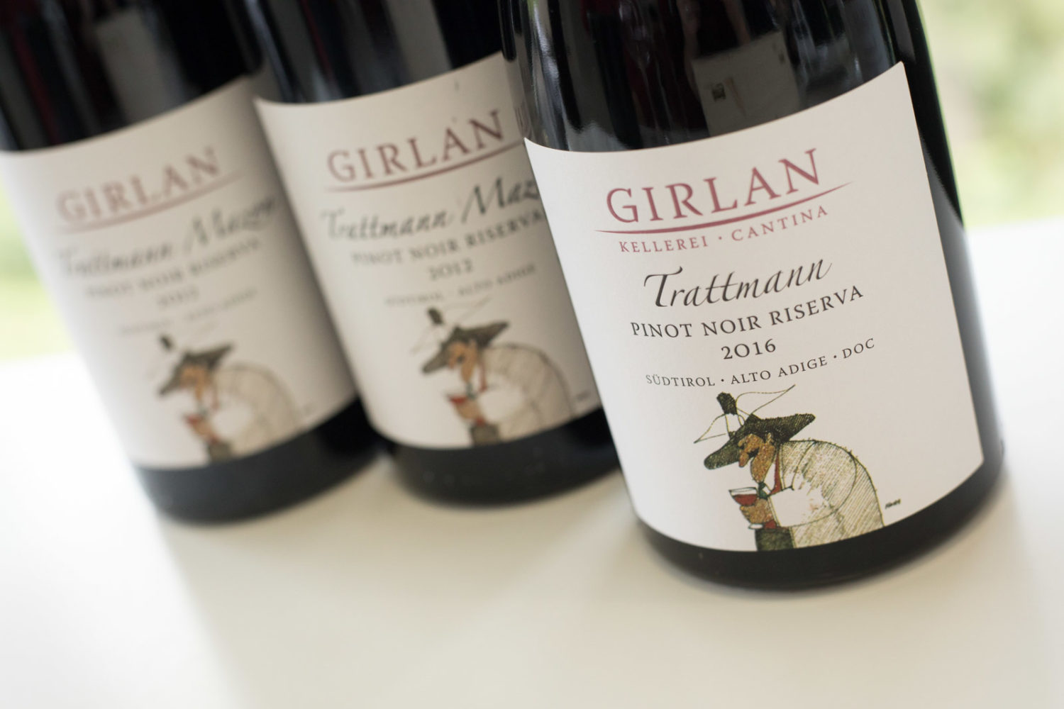 Girlan's range of Pinot Noir. ©Kevin Day/Opening a Bottle