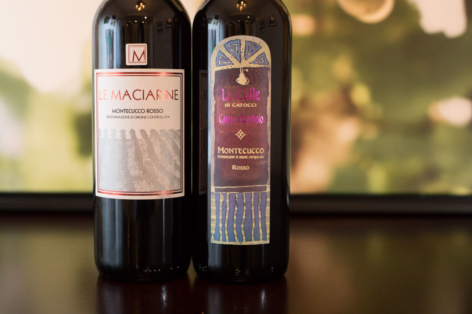 Sangiovese wines from Montecucco DOC Italy: Le Calle and Le Maciarine ©Kevin Day/Opening a Bottle