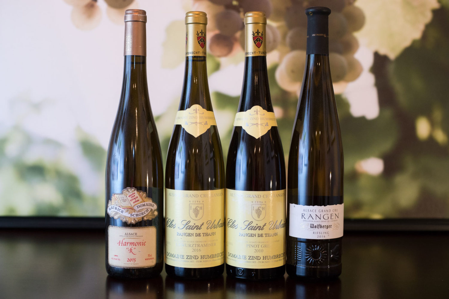 Four wines from the Grand Cru Rangen de Thann ©Kevin Day/Opening a Bottle