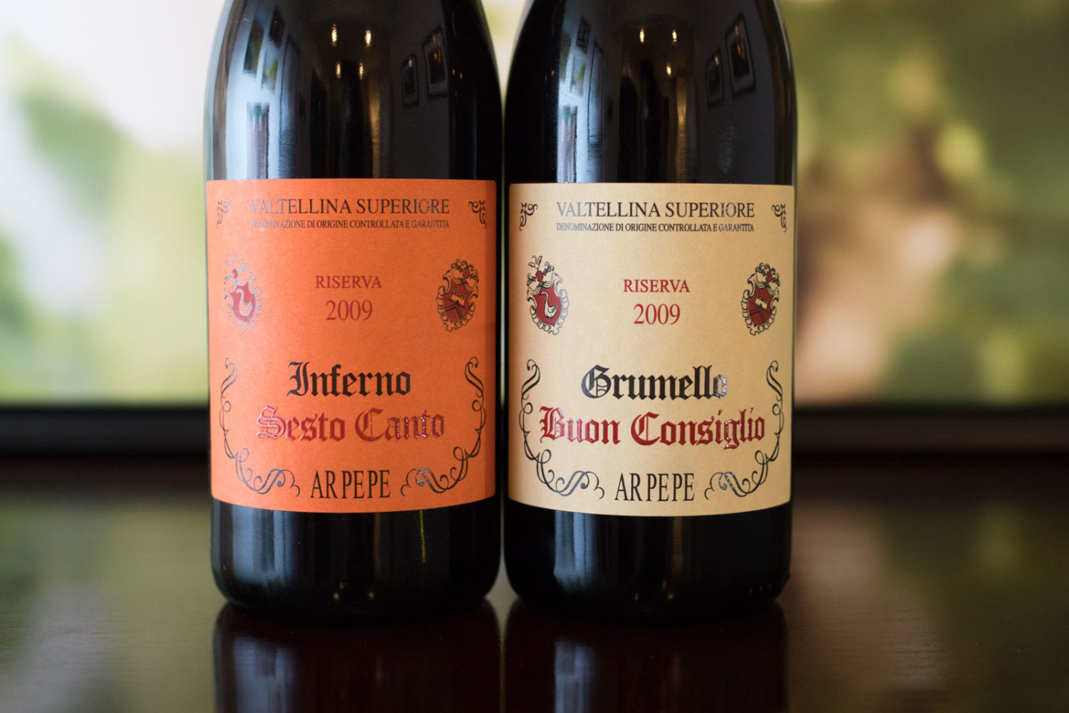 The 2009 ARPEPE "Sesto Canto" Valtellina Superiore Inferno and the 2009 ARPEPE "Buon Consiglio" Valtellina Superiore Grumello. ©Kevin Day/Opening a Bottle