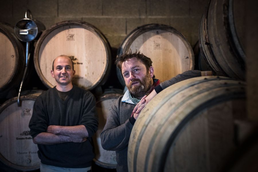 Brothers Patrice (left) and Emmanuel Guillot (right) have carried on the family winery from their father, Jean-Gérard. ©Domaine Guillot-Broux