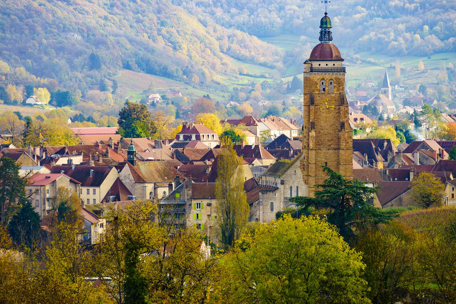 The town of Arbois is at the center of wine production in the Jura, and lends its namesake to the Arbois AOC, of which Tissot has several wines. (Stock photo)