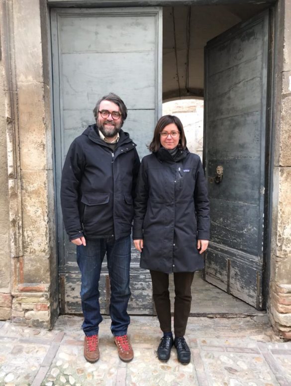 Winemaker Gaetano Carboni and his wife outside his Loreto Aspurtino cellar. ©Jan d'Amore / Jan d'Amore Imports