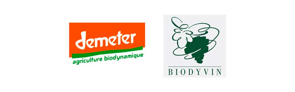 Biodynamic logos: Demeter and Biodyvin