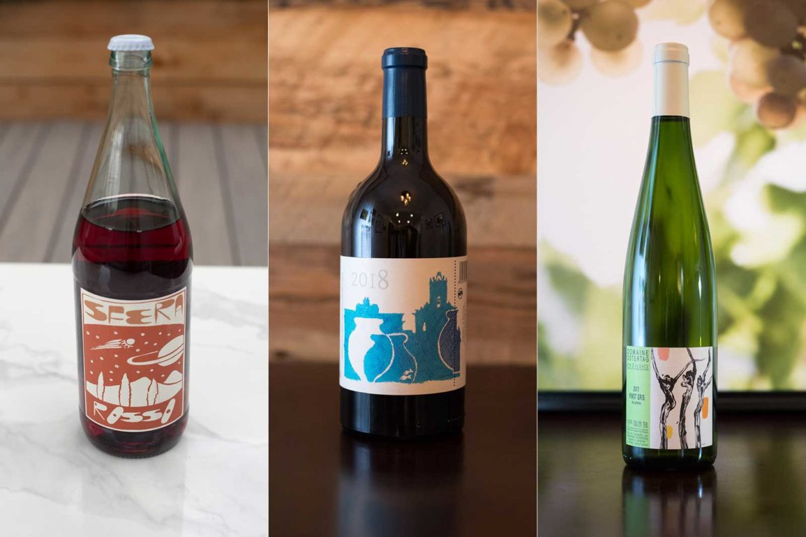 A selection of natural wines: Sfera and COS from Italy, Ostertag from France ©Kevin Day/Opening a Bottle