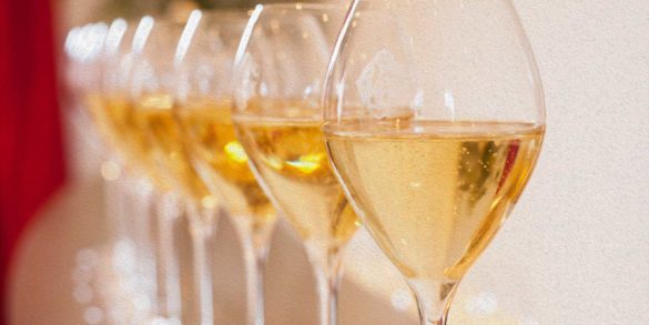 Champagne glasses ready for toasting. ©Kevin Day/Opening a Bottle