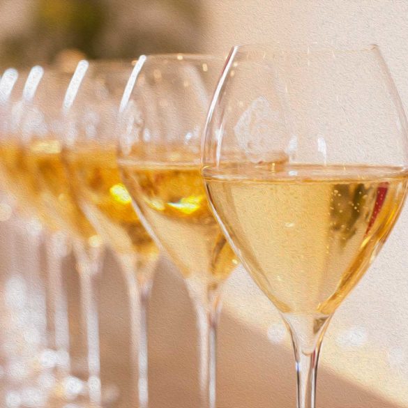 Champagne glasses ready for toasting. ©Kevin Day/Opening a Bottle