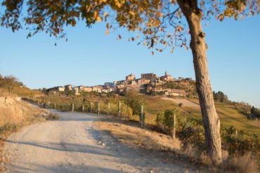 The town of La Morra crowns a hill of Barolo vineyards in Piedmont, Italy. ©Kevin Day/Opening a Bottle