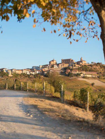 The town of La Morra crowns a hill of Barolo vineyards in Piedmont, Italy. ©Kevin Day/Opening a Bottle
