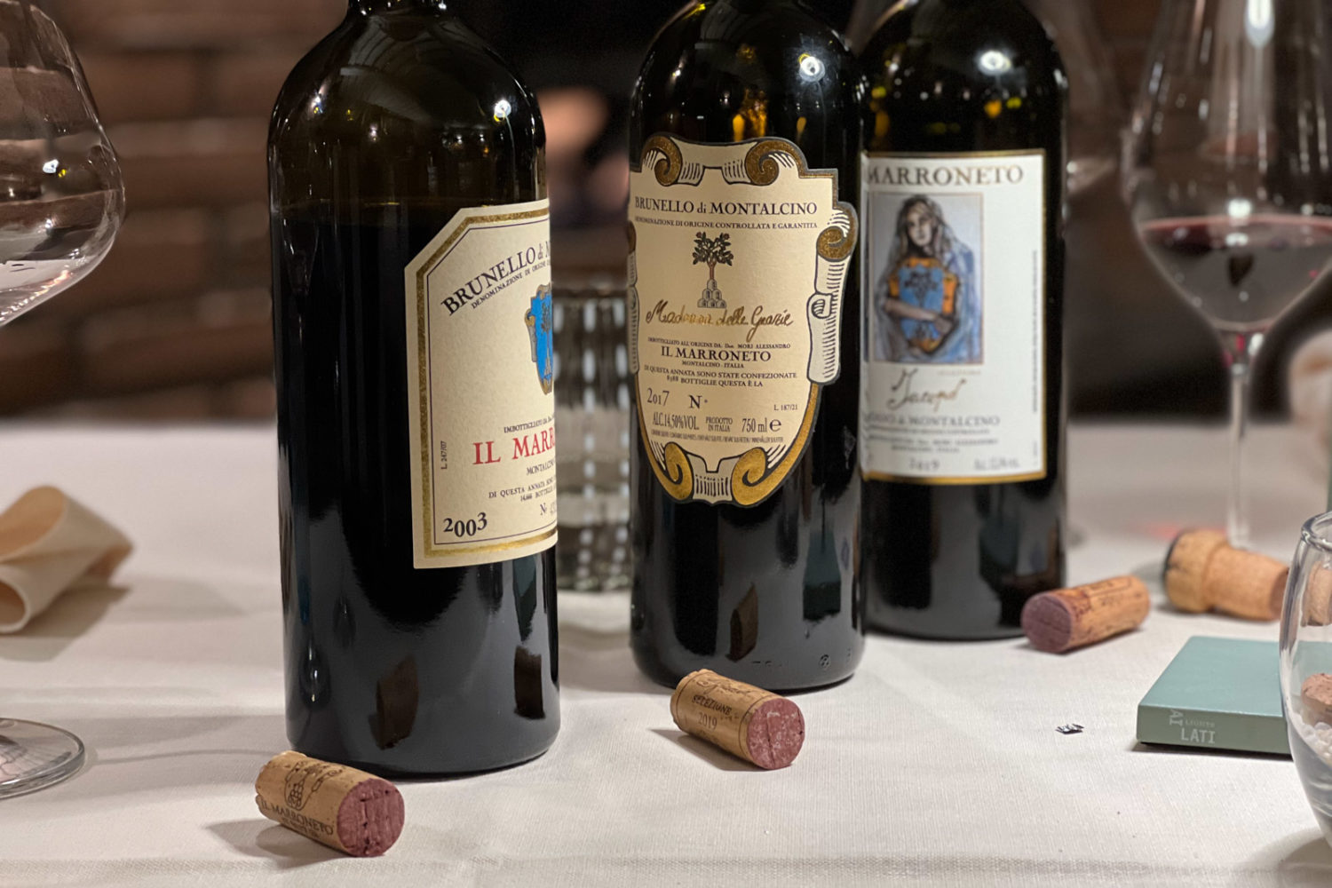 The wines of Il Marroneto. ©Kevin Day/Opening a Bottle