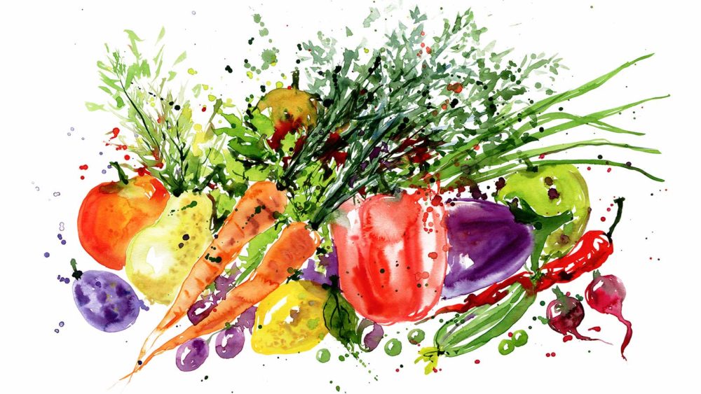 Summer Produce watercolor painting