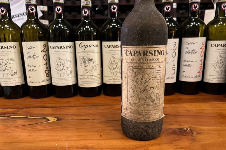 Caparsa's wines, including an old vintage of their Chianti Classico Riserva "Caparsino" ©Kevin Day/Opening a Bottle