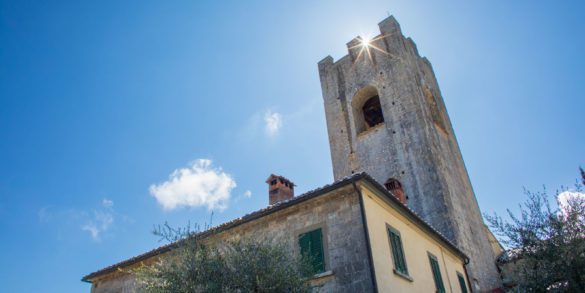 Badia a Coltibuono's abbey backlit by midday sun ©Kevin Day/Opening a Bottle