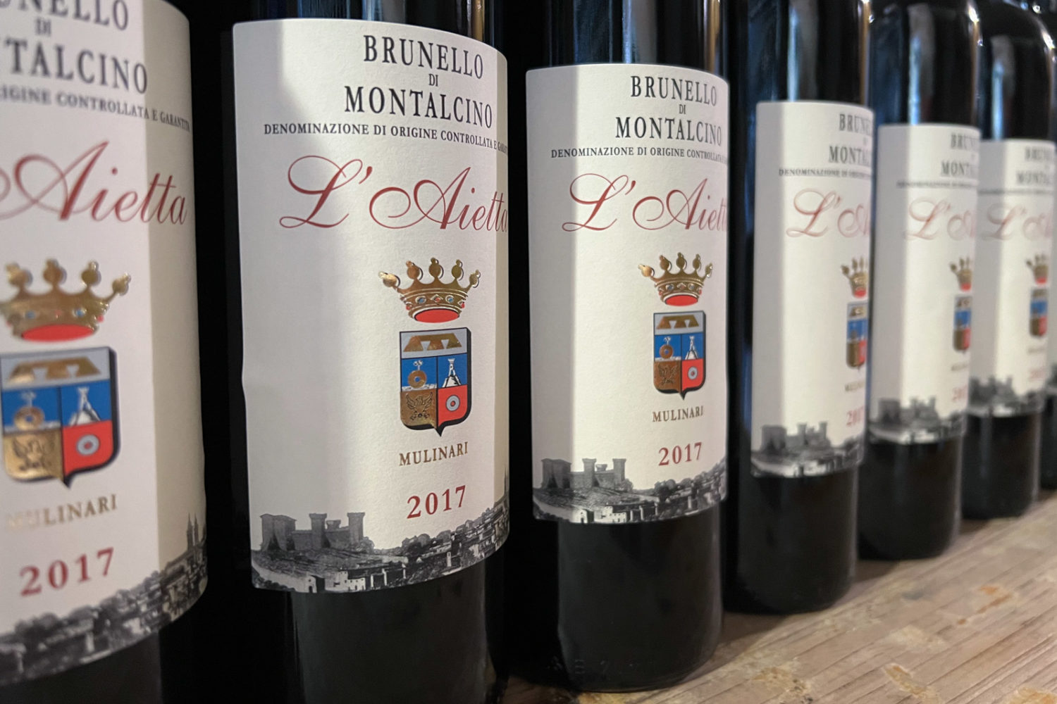 Wine bottles of L'Aietta Brunello di Montalcino