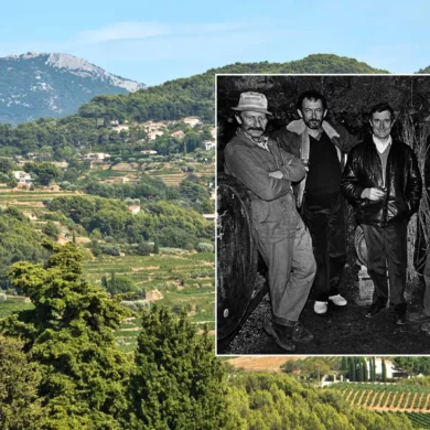 Pictures of the life of Kermit Lynch, an American wine importer, set on a background of Bandol vineyard ©Gail Skoff