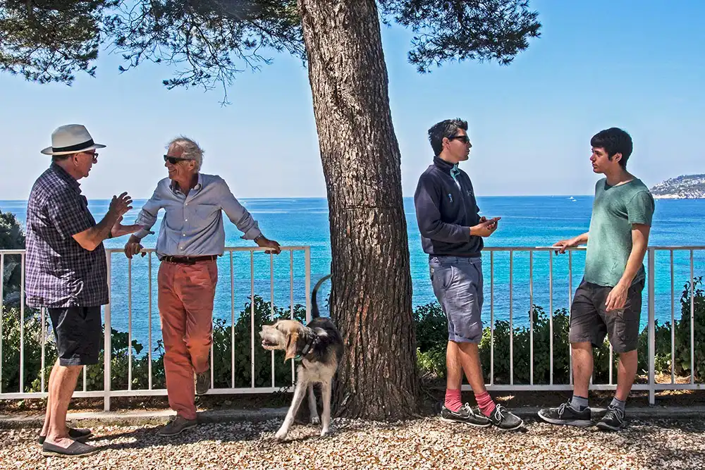 Kermit and his son Anthony visit with the Sack family of Cassis' Clos Sainte Magdeleine.