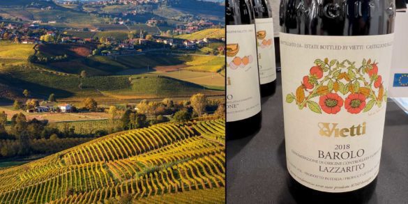 View from Serralunga d'Alba plus Vietti 2018 Lazzarito Barolo