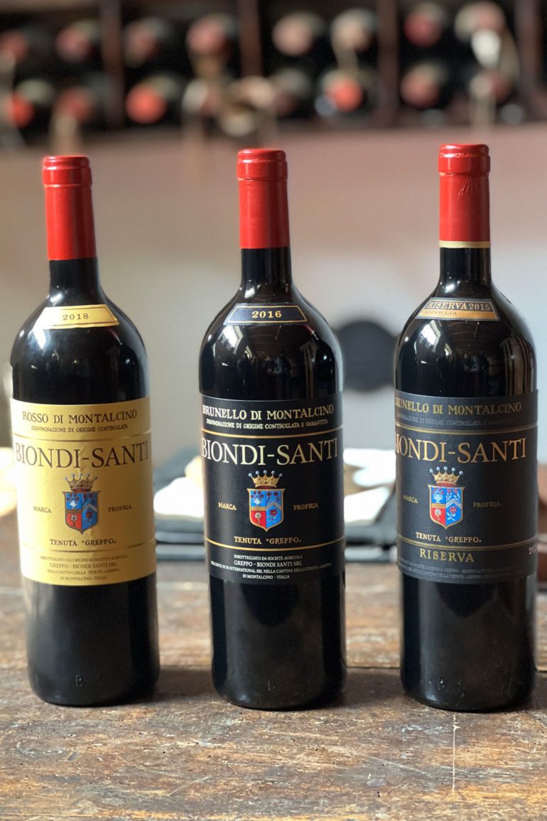 Three recent vintages from Biondi-Santi. ©Kevin Day/Opening a Bottle