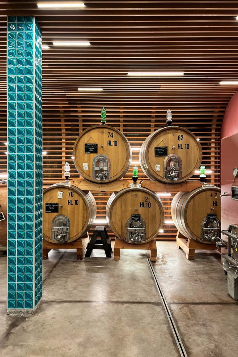 The modern cellar at Salicutti. ©Kevin Day/Opening a Bottle