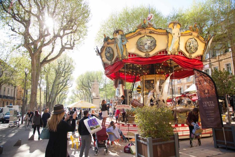 A carousel in Aix-en-Provence, France. ©Kevin Day/Opening a Bottle