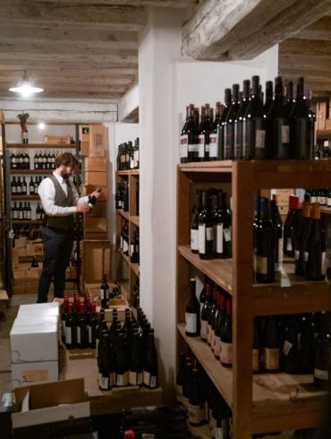 La Subida's sommelier, Mitja Sirk, in the cellar beneath Trattoria al Cacciatore. ©Kevin Day/Opening a Bottle