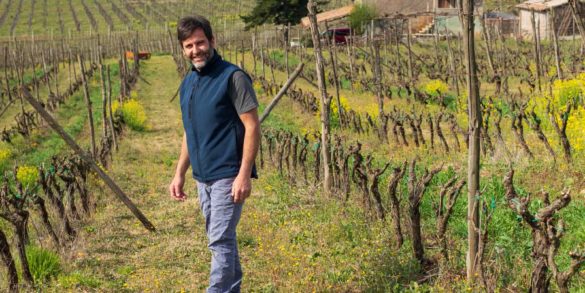 Winemaker Damiano Ciolli in his Cesanese vineyard. ©Kevin Day/Opening a Bottle