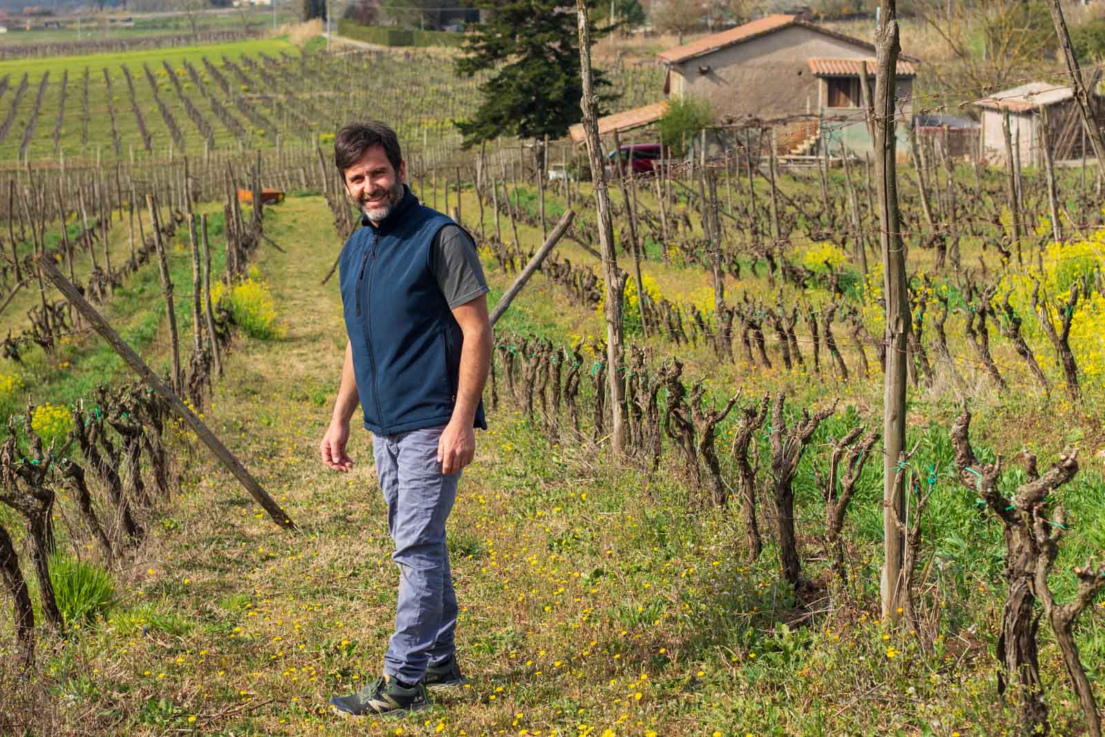 Winemaker Damiano Ciolli in his Cesanese vineyard. ©Kevin Day/Opening a Bottle