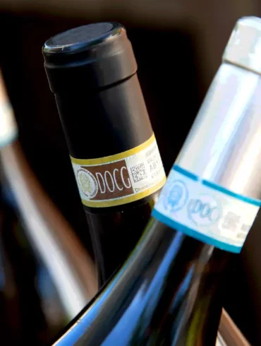 Italian DOCG and DOC wines with fascetta and bottle necks.