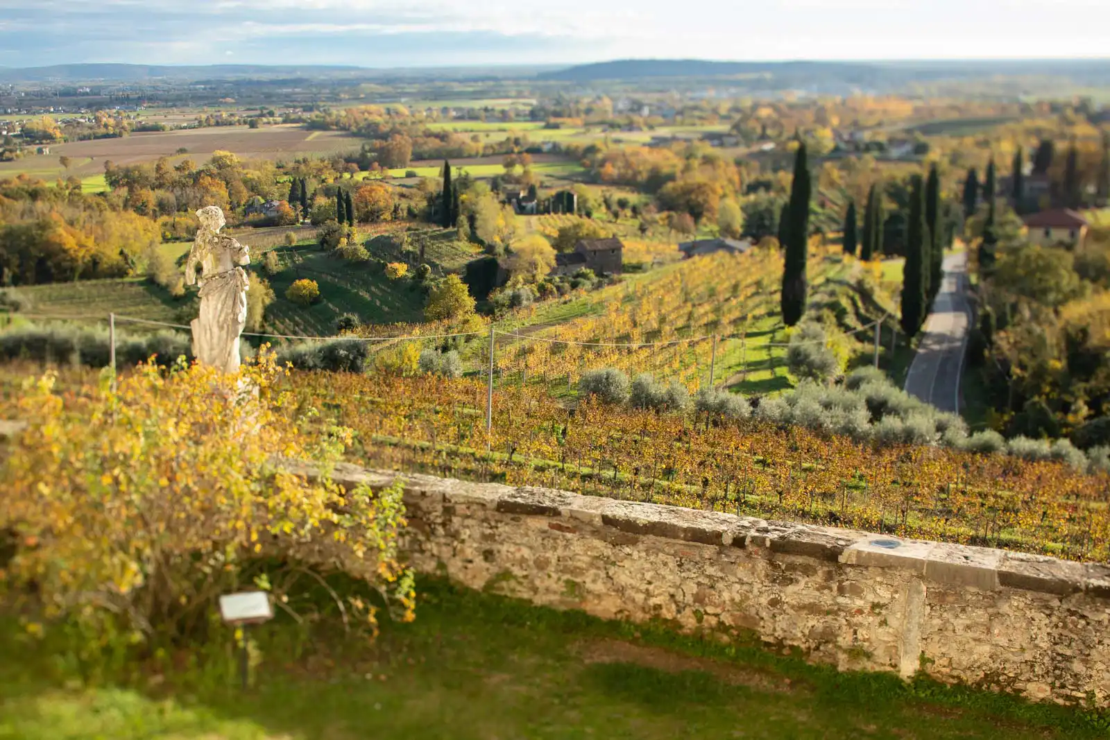 A view over the Rosazzo DOCG vineyards and Collio hills from Abbazia di Rosazzo in Friuli, Italy.