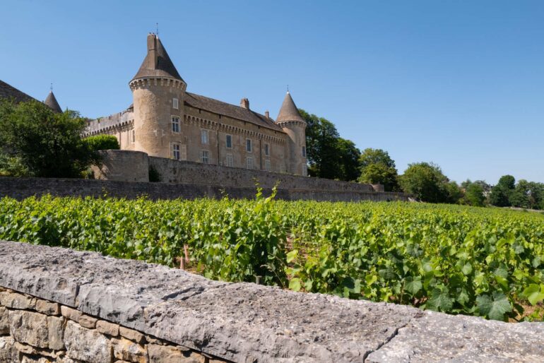 Château de Rully and a clos vineyard, Burgundy, France.