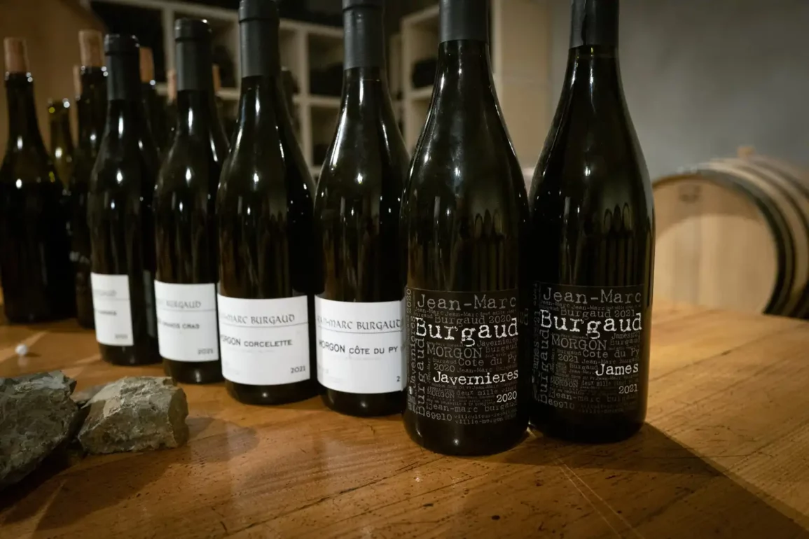 Wine bottles of Beaujolais from Jean-Marc Burgaud in Morgon